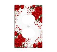 Elegante copertura per interruttore della luce rossa floreale, perfetta per San Valentino, decorazione domestica in materiale termoplastico, dimensioni standard, presa duplex singola