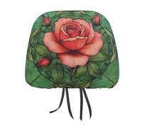 Elegante copertura per poggiatesta auto, in vetro colorato, con motivo a rose con boccioli stampati, 2 pezzi, elastica, comoda, per donne e uomini, universale, adatta alla maggior parte delle auto