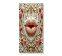 Elegante copertura per porta con bacio, decorativo, romantico design floreale a forma di cuore, decorazione per porta d'ingresso, per interni ed esterni, San Valentino, forniture per le vacanze, 91 x