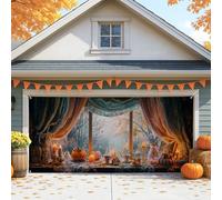 Elegante copertura per porta del garage autunnale a forma di zucca, accoglienti decorazioni autunnali per porte di garage da 2,1 x 4,9 m, decorazione stagionale per interni ed esterni, per Halloween e