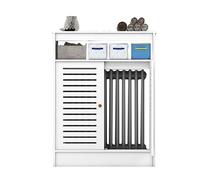 Elegante copertura per termosifone in legno con griglia e mensola, funzionale organizer con 2 ante per soggiorno e bagno, soluzioni di riscaldamento, decorazione per la casa