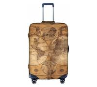 Elegante copertura protettiva per valigia, elastica, vintage, con stampa di mappa del mondo, accessori da viaggio, bagaglio elasticizzato, bianco, L