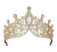 Elegante copricapo barocco per sposa, in lega resistente per corona reale con dettagli di gemme per cerimonia di nozze e ballo, colore oro rosa, elegante decorazione per capelli per feste (E)