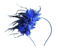 Elegante copricapo for capelli con fiori di piume e piume da sposa, for accessori for fascia for cocktail party da donna(Color:Blue)