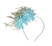 Elegante copricapo for capelli con fiori di piume e piume da sposa, for accessori for fascia for cocktail party da donna(Color:Light blue)