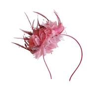 Elegante copricapo for capelli con fiori di piume e piume da sposa, for accessori for fascia for cocktail party da donna(Color:Coral color)