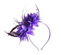 Elegante copricapo for capelli con fiori di piume e piume da sposa, for accessori for fascia for cocktail party da donna(Color:Purple)