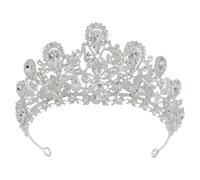 Elegante corona da donna con cristalli rosa con motivo a goccia d'acqua, accessorio per capelli per spose e principesse, Tiaras, Cristallo