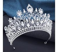 Elegante corona nuziale della regina grande diadema per banchetto per il partito concorso nuziale gioielli per capelli accessori da sposa argento bianco