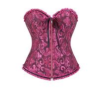 Elegante corsetto con lacci e chiusura lampo senza spalline ideale per scolpire e indossare come abbigliamento esterno alla moda per feste, rosa acceso, M
