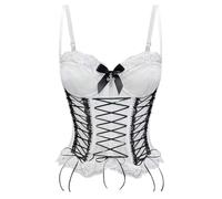 Elegante Corsetto Modellante in Pizzo con Fiocco Top Body Busto Canotta Sottoseno per Donna (WH1, S)