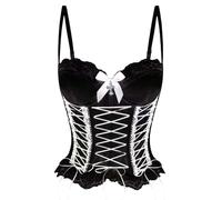 Elegante Corsetto Modellante in Pizzo con Fiocco Top Body Busto Canotta Sottoseno per Donna (WH2, S)