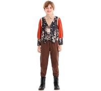 Elegante costume cosplay, abito cortile per spettacoli sul palcoscenico, Halloween, anime, giochi di ruolo, abito in pizzo gotico, abito storico con colletto gotico (Brown, 9-10 anni)