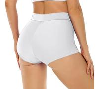 Elegante costume da bagno da donna come alternativa bikini con pantaloncini piatti corno in eleganti colori tinta unita per un perfetto look in spiaggia, bianco, XL