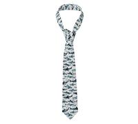 Elegante Cravatta Da Uomo, Shark Pattern With Various Gestures Print, Neckties, Formale Cravatte Per Affari Ballo Di Fine Anno Ufficio