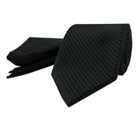 Elegante Cravatta Nera Da Uomo Per Matrimonio E Fazzoletto Coordinato In Regalo