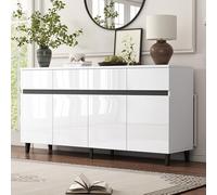Elegante credenza bianca con leghe nere: perfetta per la conservazione della stanza e della cucina, design moderno e minimalista regolabile, spacious Drawers