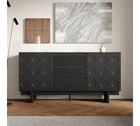 Elegante credenza nera - 160 x 40 x 80 cm, cassettiera con 3 cassetti e 2 ante, design moderno per soggiorno, sala da pranzo o corridoio, elegante spazio con carattere