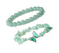 Elegante cristallo perline per le donne con pietre preziose naturali e farfalla accento creativo braccialetto gioielli donna cristallo, Misura unica, come descritto