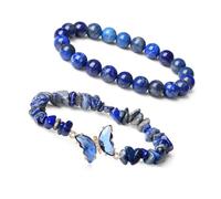 Elegante cristallo perline per le donne con pietre preziose naturali e farfalla accento creativo braccialetto gioielli donna cristallo, Misura unica, come descritto