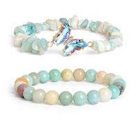 Elegante cristallo perline per le donne con pietre preziose naturali e farfalla accento creativo braccialetto gioielli donna cristallo, Misura unica, come descritto