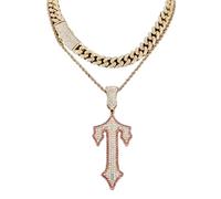 Elegante Croci Diamanti Pieni E Collana A Catena Cubana Unisex Incrociate Piene A Catena Cubana Design Gioielli Eleganti Unisex Elegante