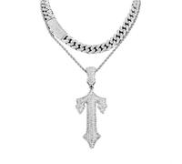 Elegante Croci Diamanti Pieni E Collana A Catena Cubana Unisex Incrociate Piene A Catena Cubana Design Gioielli Eleganti Unisex Elegante