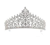 ELEGANTE Crowwedding Cryra Brid Crystal Crowns Crown Princess Queepageant Prom Rhinestone Tiara Headband Wedding, dimensione: 15 * 7.7cmr: silve (argento 15 * 7,7 cm)