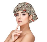 Elegante cuffia per capelli in raso con stampa a farfalla cardinale per donne che dormono, regolabile a doppio strato in raso, cuffia per dormire per capelli ricci