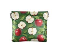 Elegante custodia in pelle sintetica, con note musicali, nera, piccola borsa per cambio, portatile, borsa per cosmetici da viaggio, Mele rosse Foglie verdi, one size, Mele rosse Foglie verdi