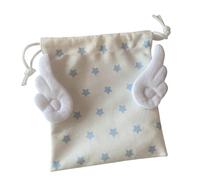 Elegante custodia per cosmetici in tela con ricamo a stella e chiusura a coulisse, multiuso, organizer antipolvere per trucchi, A
