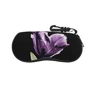Elegante custodia per occhiali con cerniera a forma di fiore viola ano Custodia morbida per occhiali da sole sportiva con cerniera portatile leggera 6,7x3,1 pollici