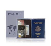 Elegante custodia per passaporto in pelle PU sicura organizer per carte da viaggio custodia portafoglio per uomini e donne regalo porta passaporto in pelle PU, Viola chiaro, Bellezza di massa