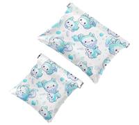 Elegante custodia per trucco impermeabile con gattino in stile cartone animato, 2 pezzi, 1511, Multicolore, A：7.1x5.8in/18x14.8cm，B:4.7x4.5in/12x11.5cm