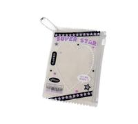 Elegante custodia trasparente in PVC con cerniera, compatta da 7,6 cm, per biglietti, documenti d'identità e conservazione giornaliera, custodia impermeabile in PVC, Viola, Bellezza di massa