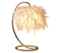 Elegante da a Forma di Piuma con Base in Oro, Elegante Paralume da scrivania per Camera da Letto, Soggiorno, Arredamento per la casa, Elegante Illuminazione da Comodino, Luce d'aento Moderna,
