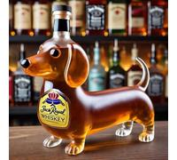 Elegante decanter di vetro con tappo, bottiglia di alcol decorativo da 1000 ml per whisky, vino, acqua, olio o aceto, contenitore per distributore multiuso dachshund