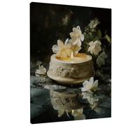 Elegante decorazione da parete con candele floreali bianche e gialle con fiori di gelsomino, decorazione classica per la casa per soggiorno, camera da letto, bagno, arte estetica 30,5 x 40,6 cm