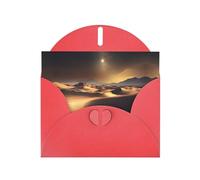 Elegante deserto del Sahara stampato biglietti vuoti - Set di biglietti di auguri ad acquerello con buste e adesivi, rosso