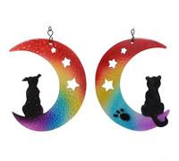 Elegante design a forma di luna da appendere alla finestra, con cuore che simboleggia l'amore per animali domestici defunti (gatto)
