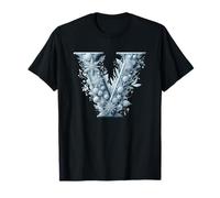 Elegante Design a Tema Invernale con Lettera V Maglietta