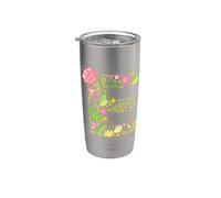 Elegante design floreale con lettera E e monogramma dell'alfabeto iniziale Bicchiere termico in acciaio inox doppia parete