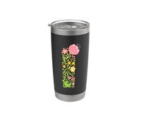 Elegante design floreale con lettera I e monogramma dell'alfabeto iniziale Bicchiere termico in acciaio inox doppia parete