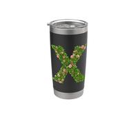 Elegante design floreale con lettera X con monogramma dell'alfabeto iniziale Bicchiere termico in acciaio inox doppia parete