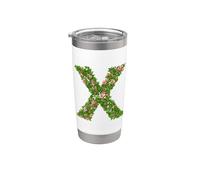 Elegante design floreale con lettera X con monogramma dell'alfabeto iniziale Bicchiere termico in acciaio inox doppia parete