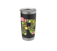 Elegante design floreale con monogramma dell'alfabeto con lettera R Bicchiere termico in acciaio inox doppia parete