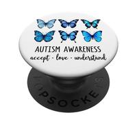 Elegante design ispirato alla natura con farfalle blu PopSockets PopGrip Adesivo