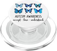 Elegante design ispirato alla natura con farfalle blu PopSockets PopGrip per MagSafe