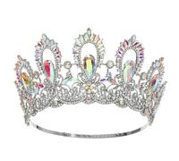Elegante diadema da donna con grande cristallo da regina reale, corona da principessa, diadema per concorsi di matrimonio