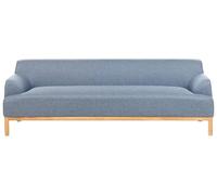 Elegante divano a 3 posti in tessuto poliestere gambe in legno soggiorno blu